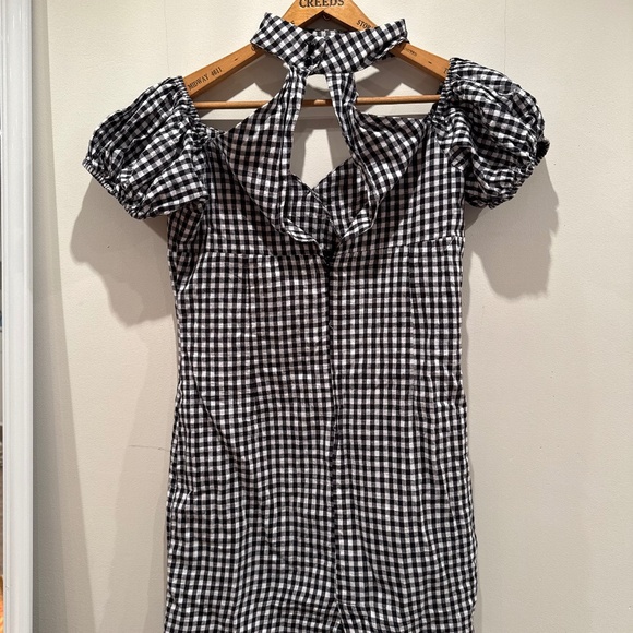 Lioness gingham puff sleeve mini choker dress, size M - Picture 4 of 10